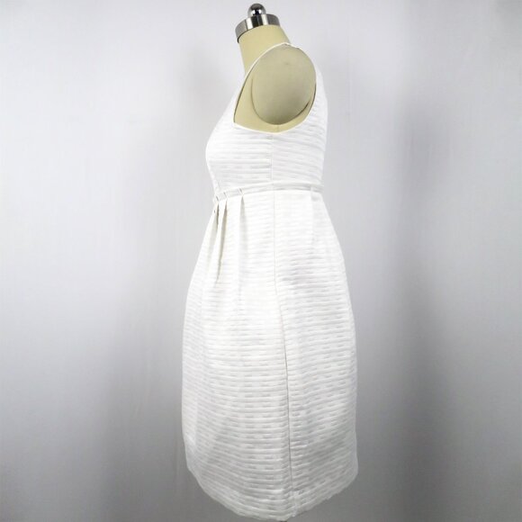 NWT Max and Cleo White Sleeveless Geometric Jacquard Satin A-Line Dress 6 - Picture 2 of 16